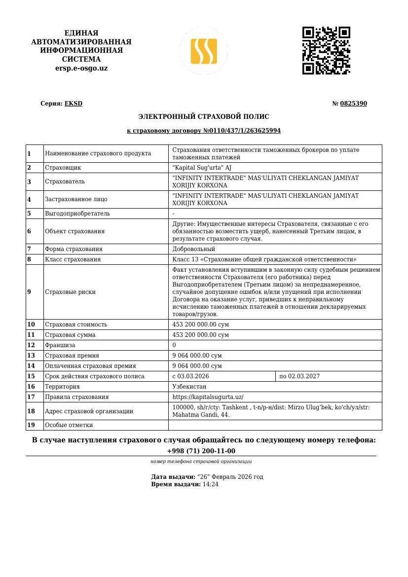 Страховой полис ответственности — превью документа